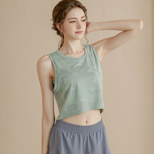 Camouflage Sports Tank Top for Women, Loose Sweatshirt Style, Thin sleeveless Fitness Top, Yoga Clothes for Summer