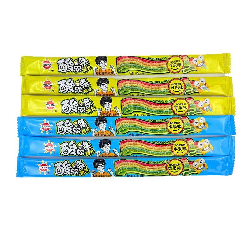Sour bar sandwich gummy gel фруктовый вкус конфета Интернет-знаменитость кислый и сладкий радужный длинный батон детские закуски оптом