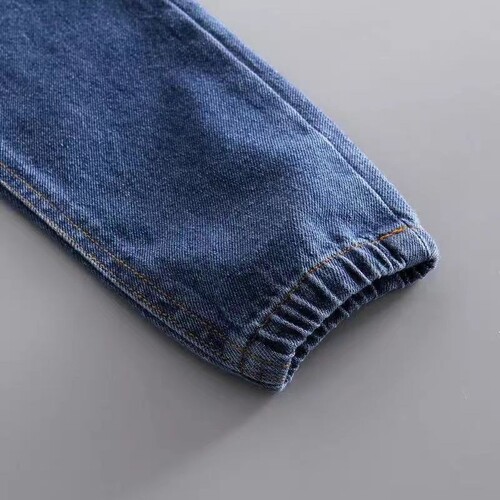 Children's jeans for little boys and babies, elastic, cute and trendy, outerwear pants for kids