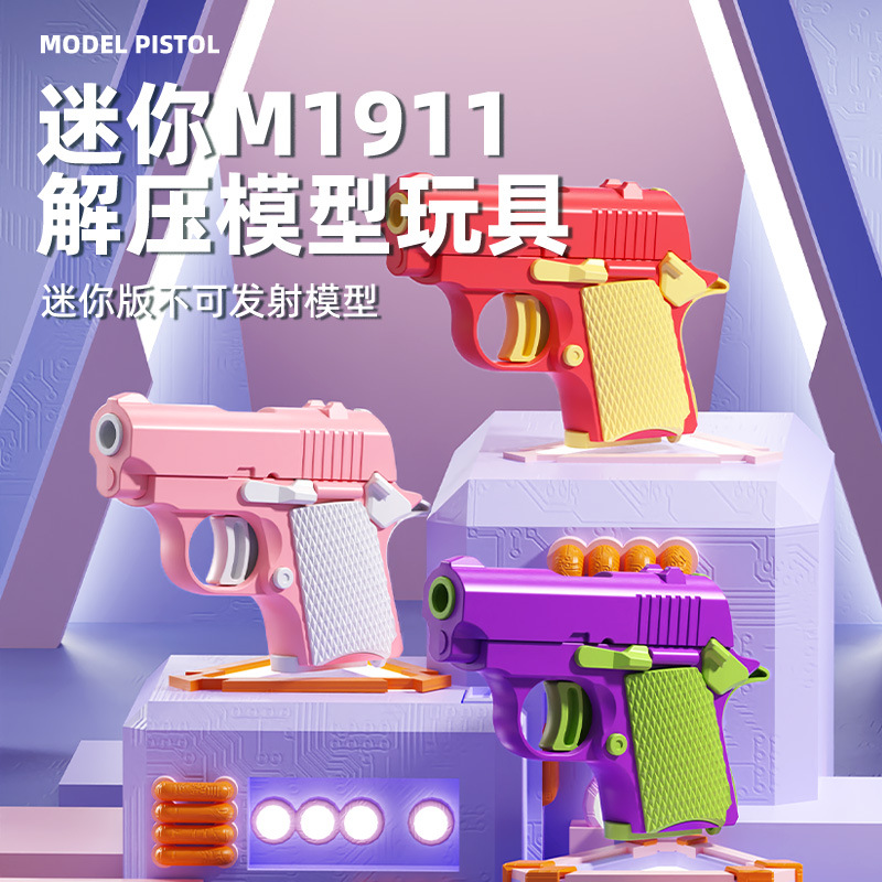 Gravedad explosiva 1911 pistola 3D impresa revestimiento pistolas de zanahoria mini cuchillo de zanahoria juguetes de descompresión