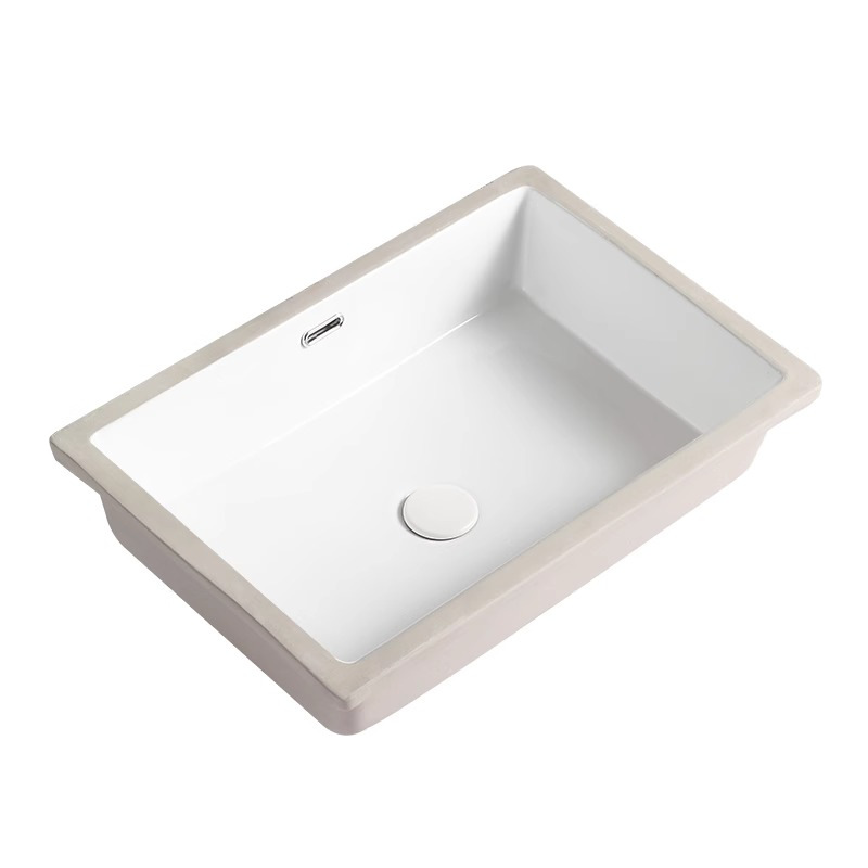 lavabo de cerámica de gran capacidad con base plana cuadrada debajo de la mesa lavabo de mano incrustado lavabo único lavabo de balcón lavabo para uso doméstico