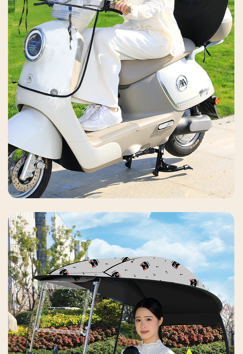 Electric Vehicle Canopy, Rainproof, New Thickened Model, Transparent Sunshade and Windproof Cover for Electric Motorcycles