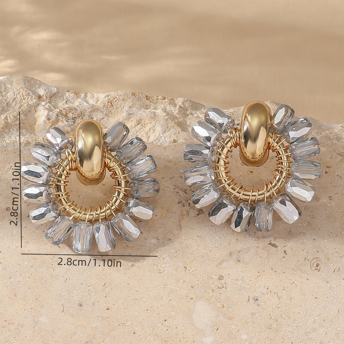 12g Weight 304 Stainless Steel Ear Needle Material Drop Earrings Classification 1 Pair Quantity Holiday, Daily Occasion Artificial Crystal Material Geometric Pattern All Seasons Season Women's Gender Plating Design Retro, Simple Style Style 1 Pair Retro Simple Style Geometric Plating Artificial Crystal Drop Earrings 1