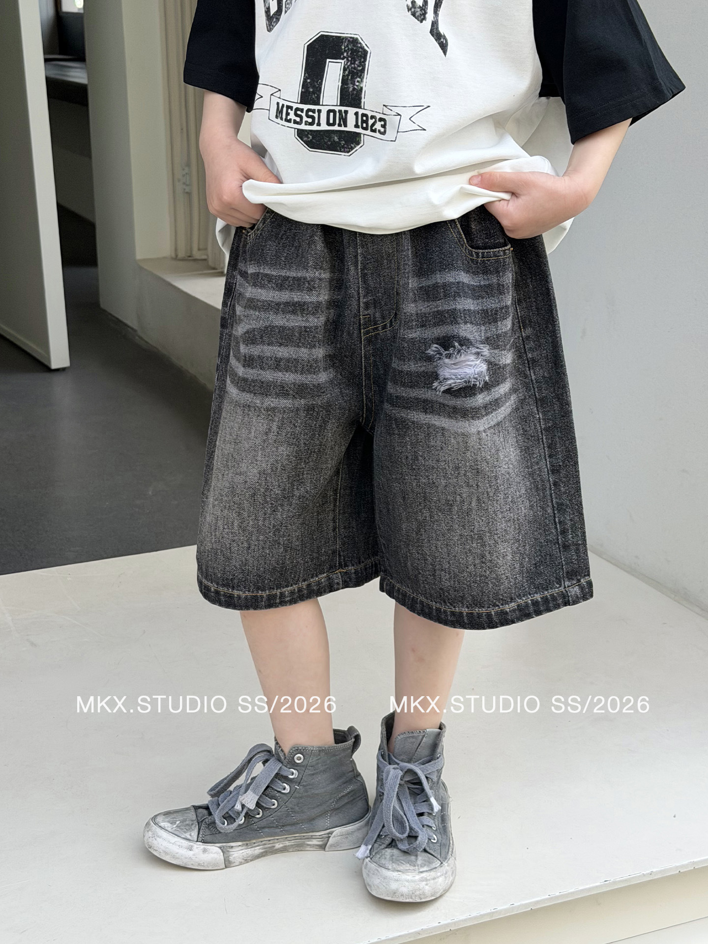 Pantalones Cortos de Mezclilla con Rasgados para Niños de Algodón, Suave, para Verano