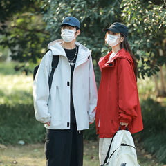 户外冲锋衣情侣男女同款大码宽松登山服上衣防风防水外套荧光色