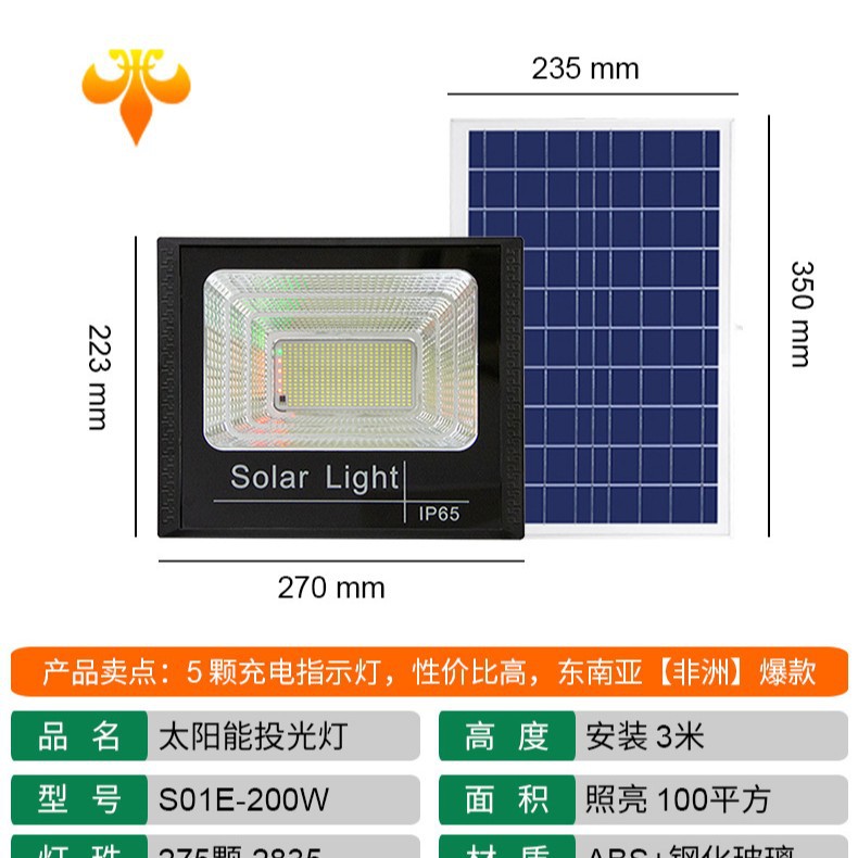 Luz de inundación solar al aire libre impermeable jardín luz reflector Luz de calle solar corredor pasillo garaje Luz