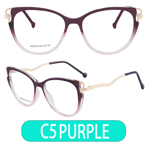 87055 Cross-border TR90 leopard print glasses frame cat eye anti-blue light glasses frame radiation resistant computer optical frame