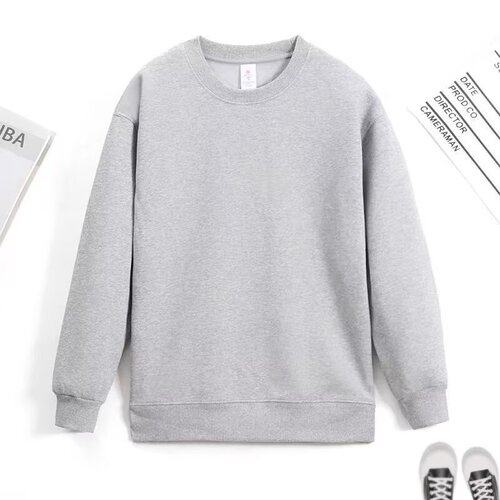 2025 solid color long-sleeved T-shirt, men's casual all-match round collar, loose spring and autumn trend, handsome elastic sweater, men