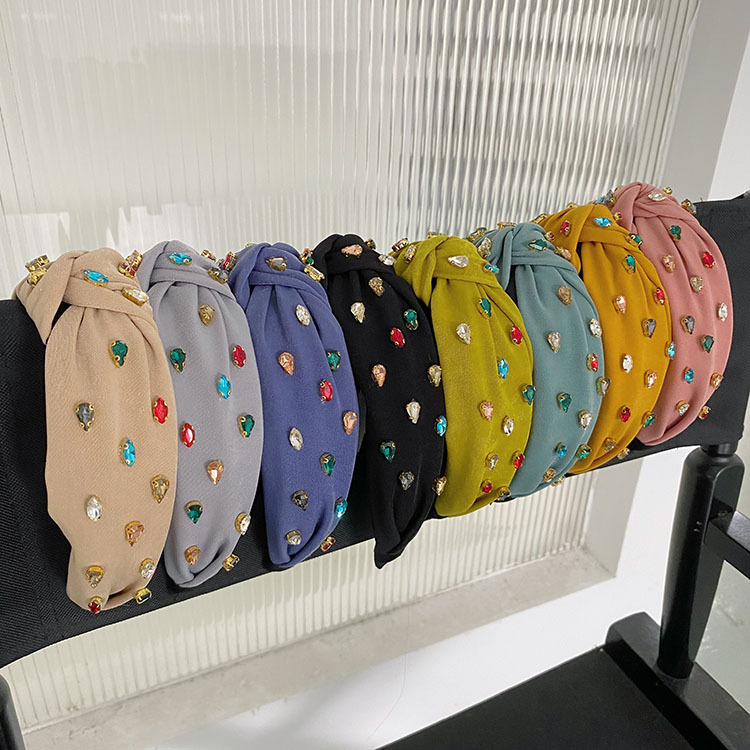 Headwear Classification Wholesale Baroque Full Diamond Wide-brimmed Knotted Headband Nihaojewelry