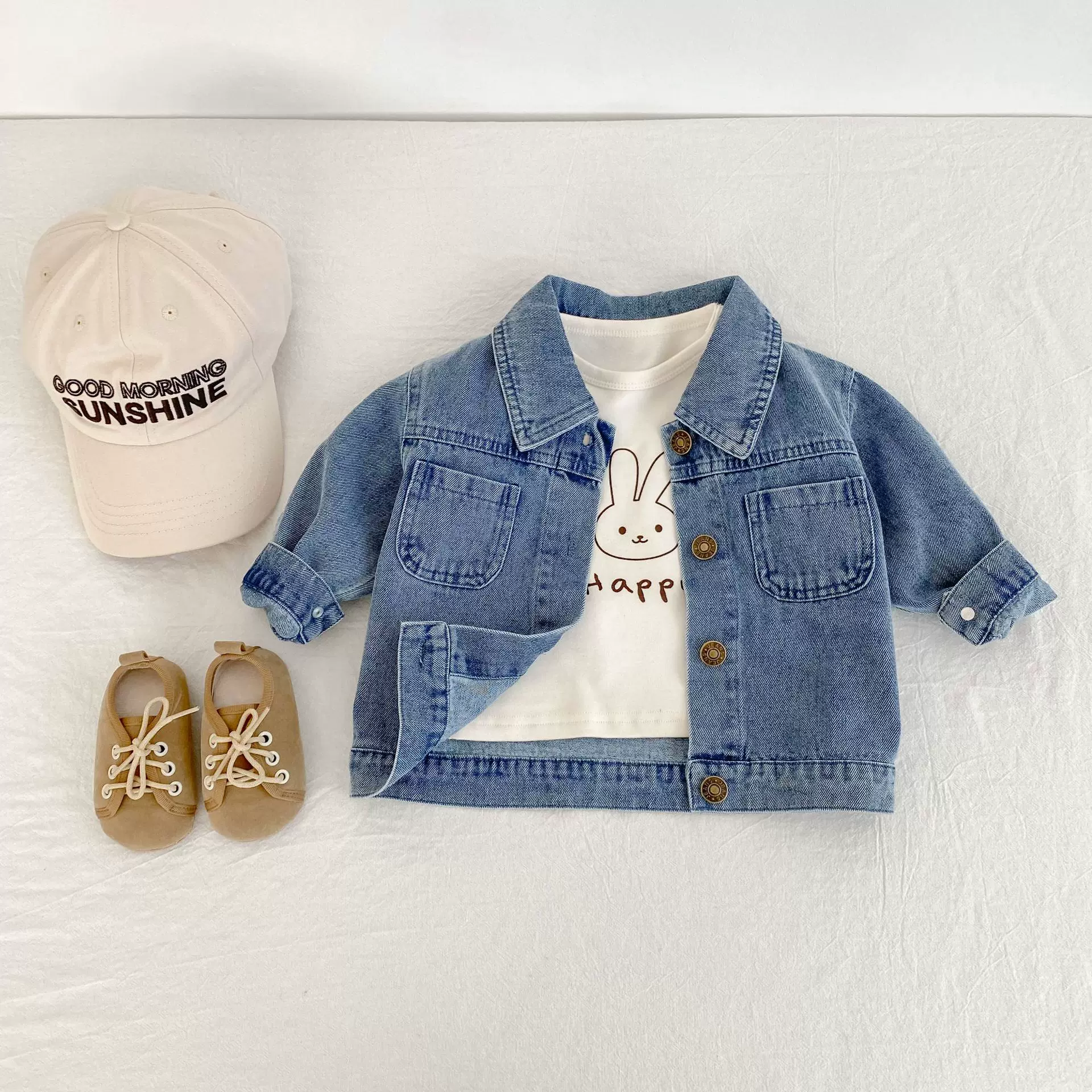 2025秋季新款牛仔外套 男女宝宝休闲时尚牛仔上衣 牛仔翻领开衫潮