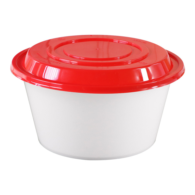 Recipiente desechable 1250ml caja de almuerzo redonda de doble capa engrosada exterior con tapa de venta de caja de comida rápida Caracol en polvo de plástico Tazón de embalaje