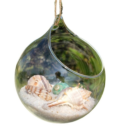 Hanging glass vases, wall-mounted vases, succulent vases, transparent round hydroponic hanging bottles, wedding supplies