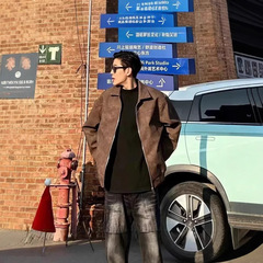 Pu皮アメリカ復古リベットジャケット男女春秋モデル襟付き野球服美ラードカップル革服コートブーム