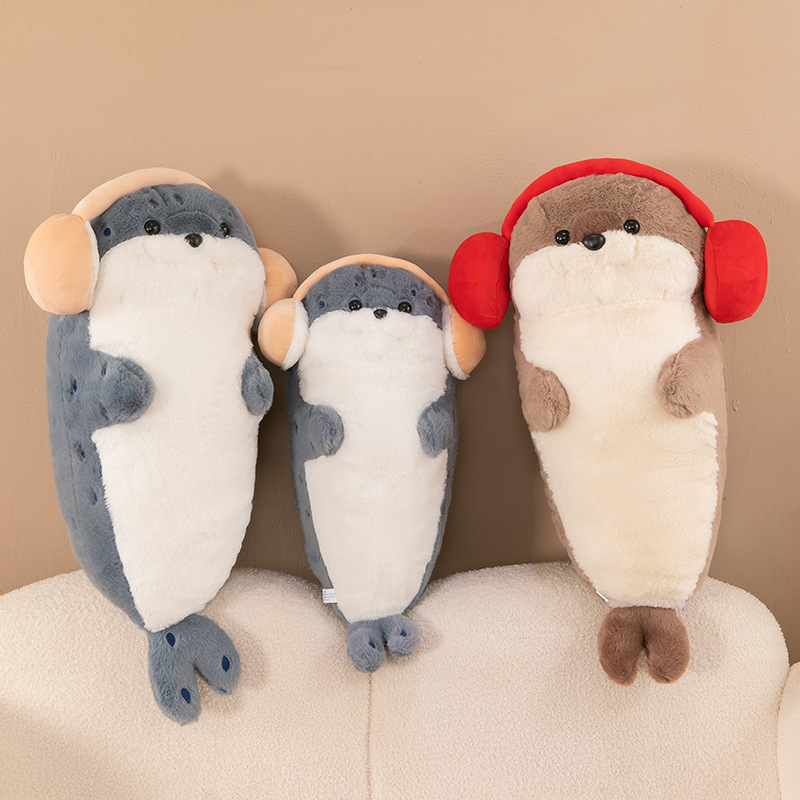 Cute Headphone Seal Plush Toy Doll Bed Doll Children's Rag Doll Birthday Gift Decompression Pillow