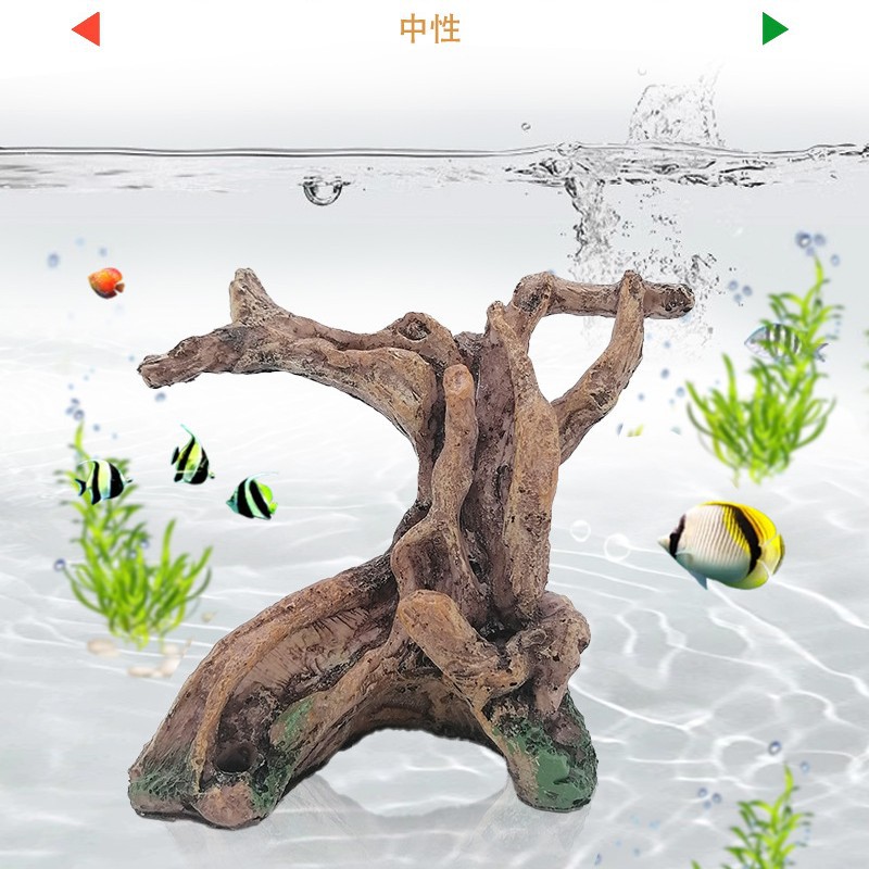 Reptiles esquivando peceras, simulación de paisajismo, madera hundida, artesanías de resina, raíces de árboles simuladas, decoración de acuario de árbol Moss