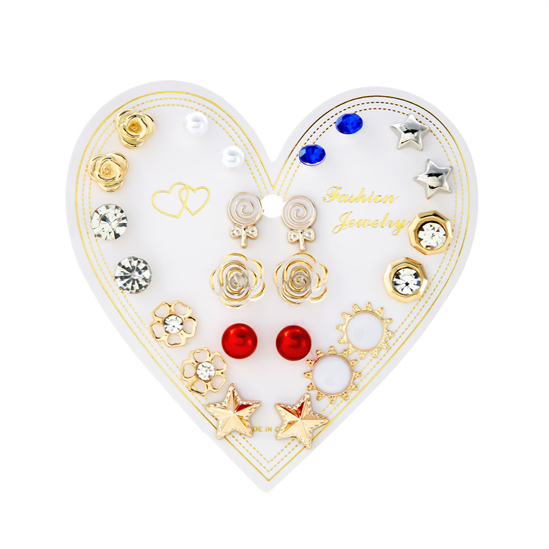 Holiday, Daily Occasion 1 Set Simple Style Classic Style Heart Shape Inlay Alloy Rhinestones Ear Studs