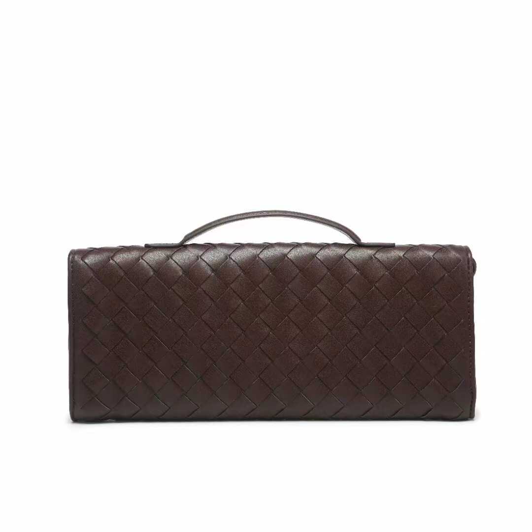 Túi clutch da bò dệt thủ công phong cách Pháp đeo chéo một bên vai — Cà phê, Trắng be, Xám nhạt, Xanh cỏ chi tiết 19