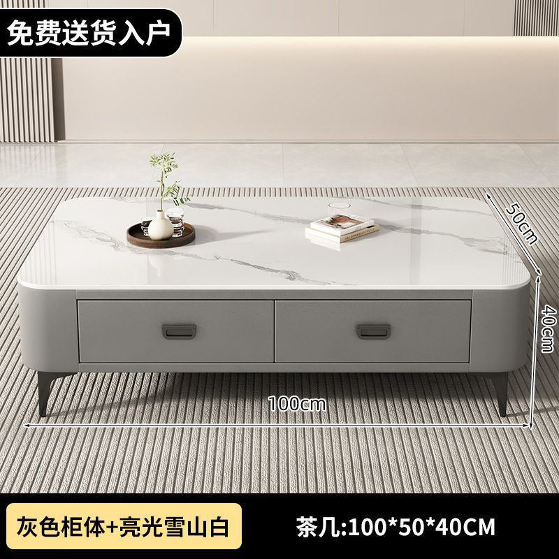Gabinete de televisión de tabla de roca sala de estar doméstica tipo de casa pequeña 2024 mesa de té de lujo moderna simple mesa de té de suelo nórdica combinación