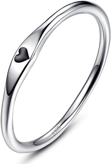 Casual, Daily Occasion 925 Sterling Silver Material 925 Sterling Silver Heart Shape Rings