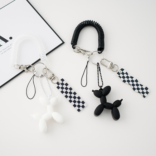 Xiaohongshu black and white checkered Internet celebrity bag pendant doll doll bag pendant school bag pendant