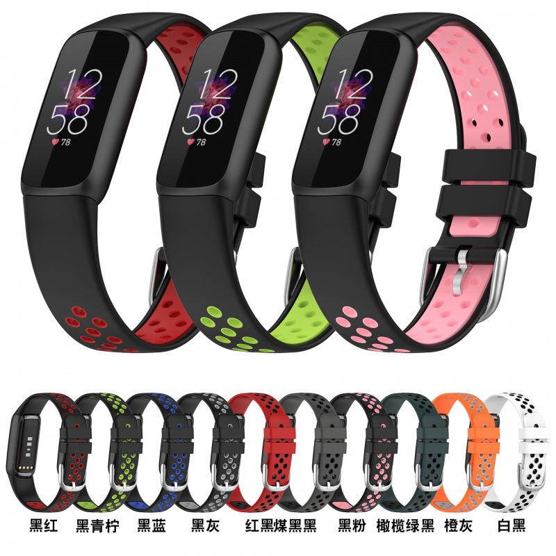 apply Fitbit luxe watch silica gel Double color Watch strap Luxe Bracelet motion ventilation Porous Watch strap