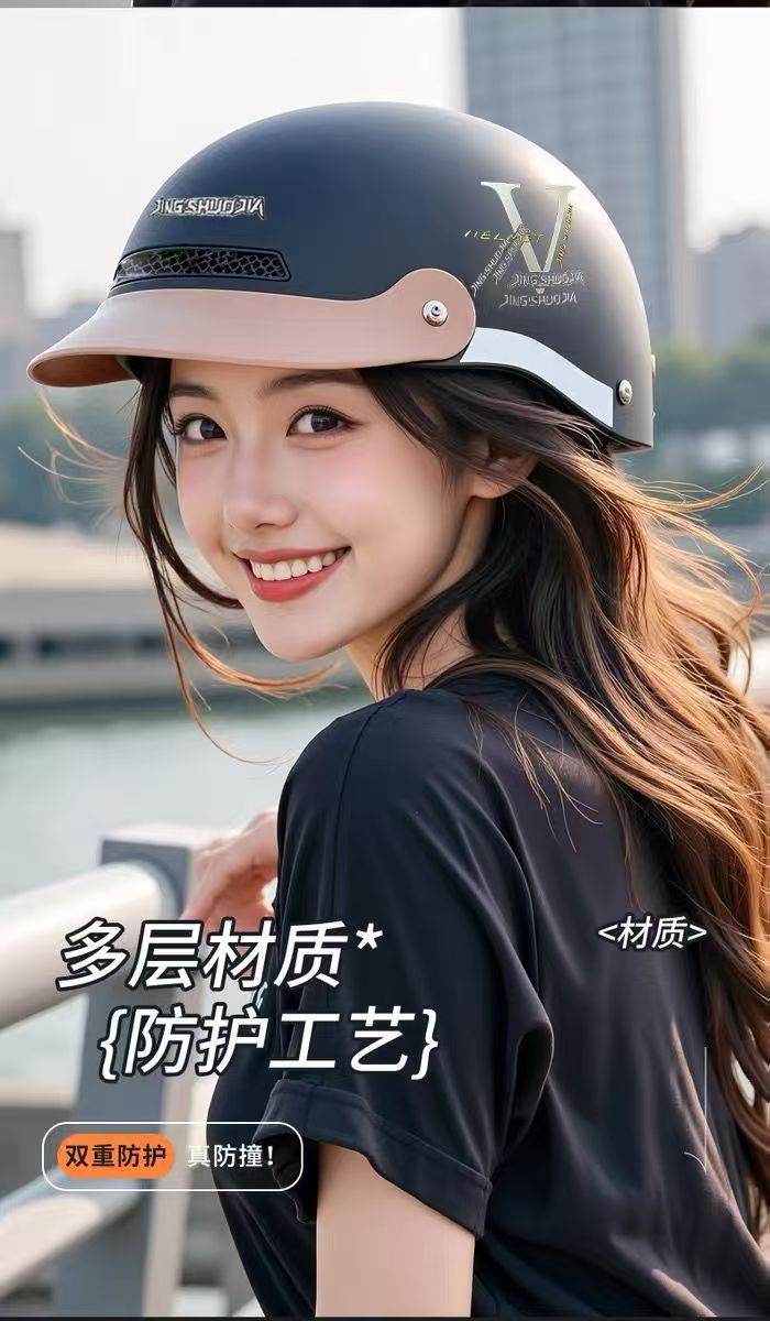 3C Certified Breathable Lightweight Motorcycle Helmet for Men and Women Summer Half Helmet Anti-Collision Breathable Half Helmet Hat