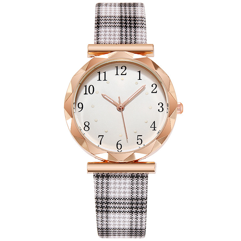 Popular 2021 New Glow Personalized Plaid Strap Quartz Watch Women's Edition_voghion.com