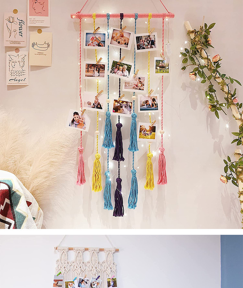 ins Nordic Handwoven Decorative Storage Tapestry Hanging Home Photo Wall Rack_voghion.com