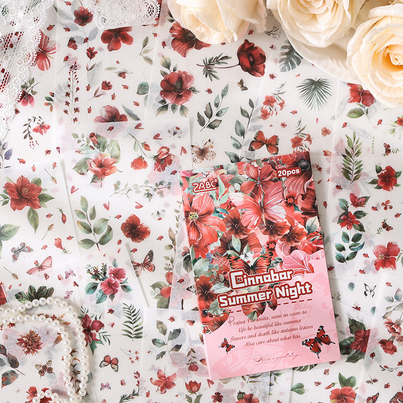 Imágenes de flores y pegatinas de papel diarios de mano materiales decorativos transfronterizos plantas retro flores pegatinas de mano