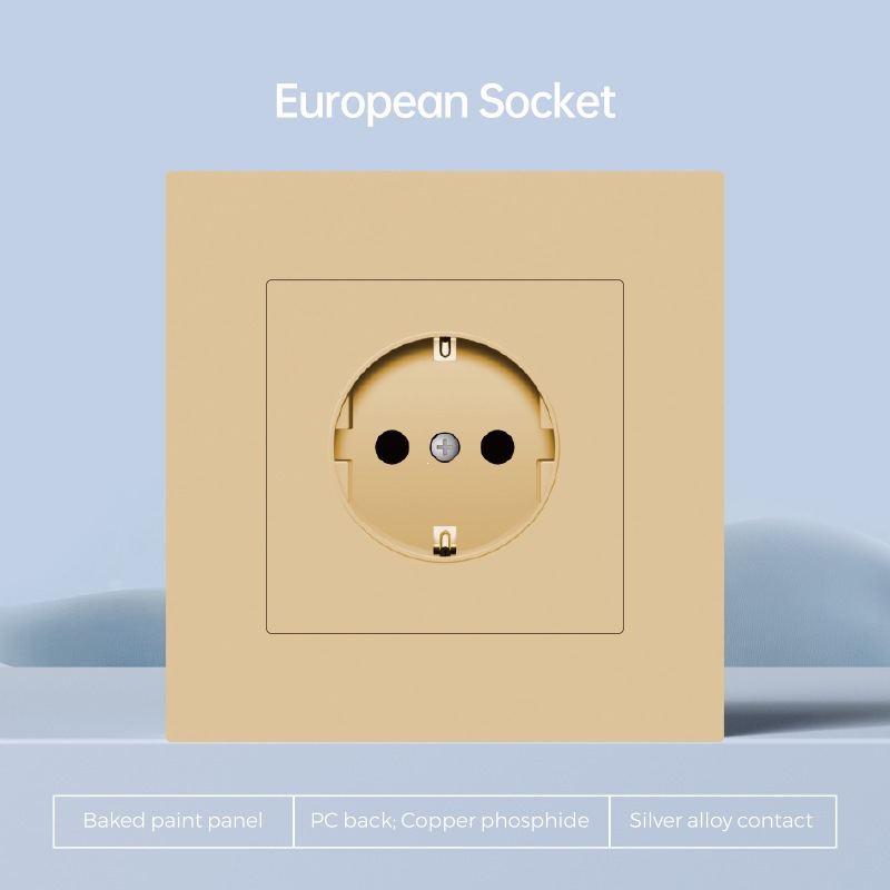 Interruptor de pared de borde de oro británico enchufe de plástico PC multifuncional 86 interruptor de cocina USBTypeC carga rápida