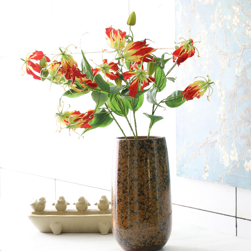 Artificial flower flame lily, artificial flower Jialan, modern home model room decoration, wedding photography, cross-border silk flower wholesale pic 7