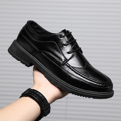 2021 Spring and Autumn Men's Shoes New Pointed Toe Shoes Waterproof Chef Shoes Versatile Casual Shoes Business Shoes Men's Black