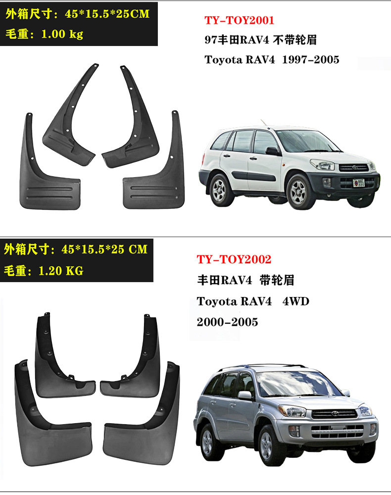 Suitable for 1997-2015 Toyota Rav4 Accessories Modified 2000 06 13 14 15 Tire Fender Leather