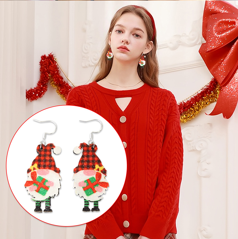 Neu Baum Santa Funkelnden Anhänger Cartoon Silber Überzogene Ohrringe_voghion.com