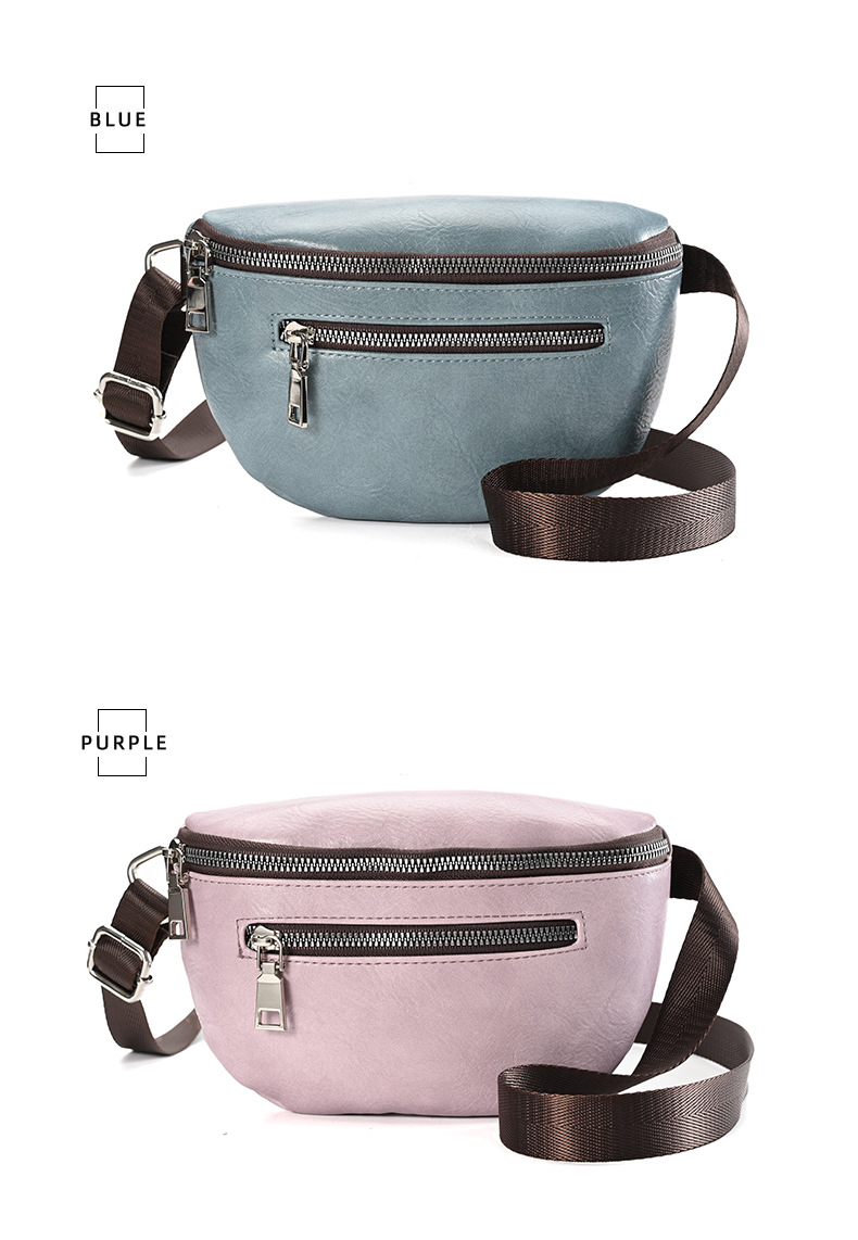 All Seasons Season Women's Fashion Solid Color Pu Leather Waist Bags