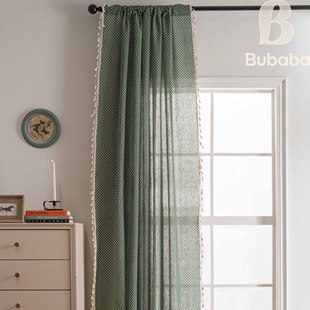 Flying cat cross-border American retro cotton and linen printed curtain bedroom kitchen half curtain semi-shading Keqiao factory wholesale curtain
