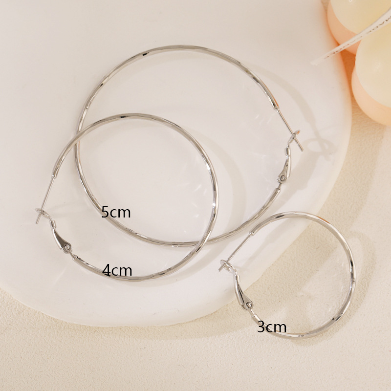 플래티넘 50mm 스터드 이어링