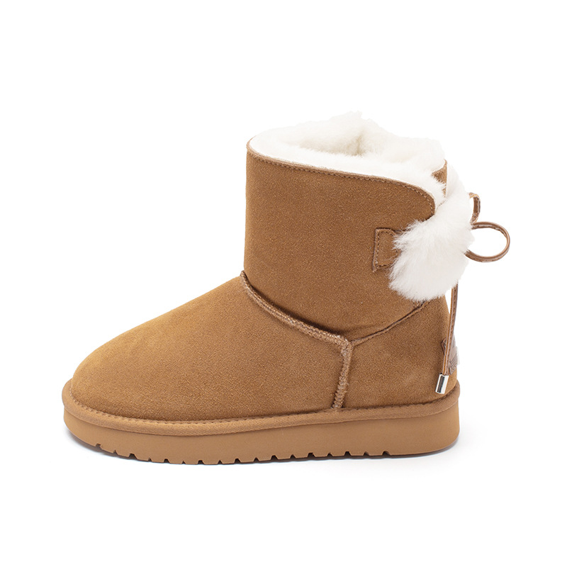 Botas de nieve para mujer Augu Shiden, estilo nuevo de otoño e invierno 2025, zapatos de algodón con suela gruesa de felpa para exteriores, mocasines casuales de media pantorrilla