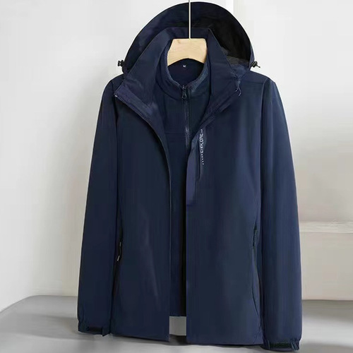Three-in-one jacket with printed embroidered LOGO for men and women, winter waterproof outdoor sports jacket, school uniform manufacturer wholesale