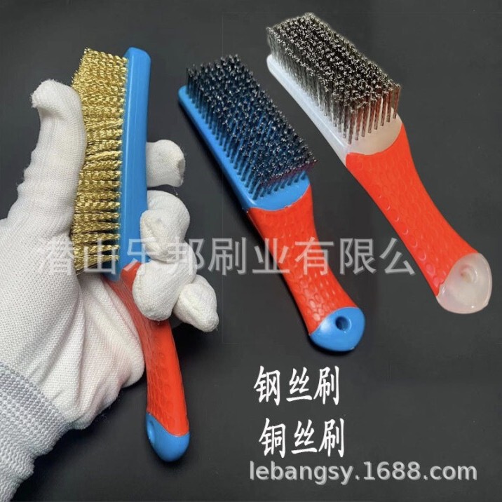 Craft Brush Wire Brush with Silicone Handle 304 Stainless Steel Wire Brush for Metal Paint Removal, Rust Removal, Polishing and Cleaning