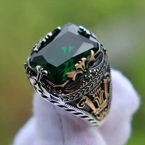New Style Inlaid Jade Men's Luxury Ring, Personalized Retro and Bold Ring, Jewelry for Attending Banquets and Parties