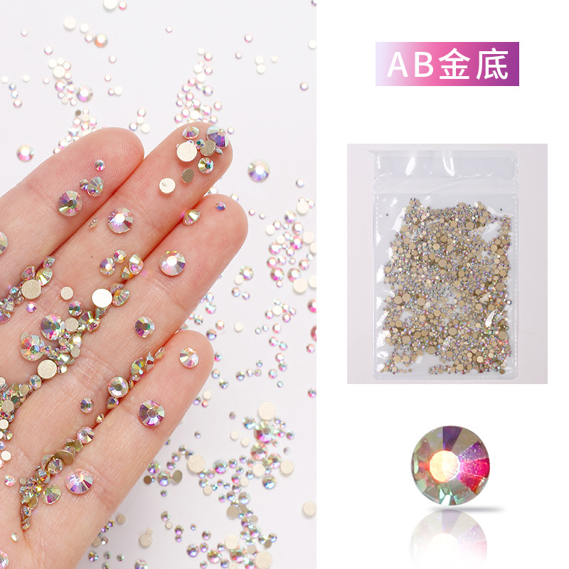Joyería de uñas diamante plano transparente AB diamante DIY decorativo uñas rhinestone tamaño mezclado cristal diamante color 1440