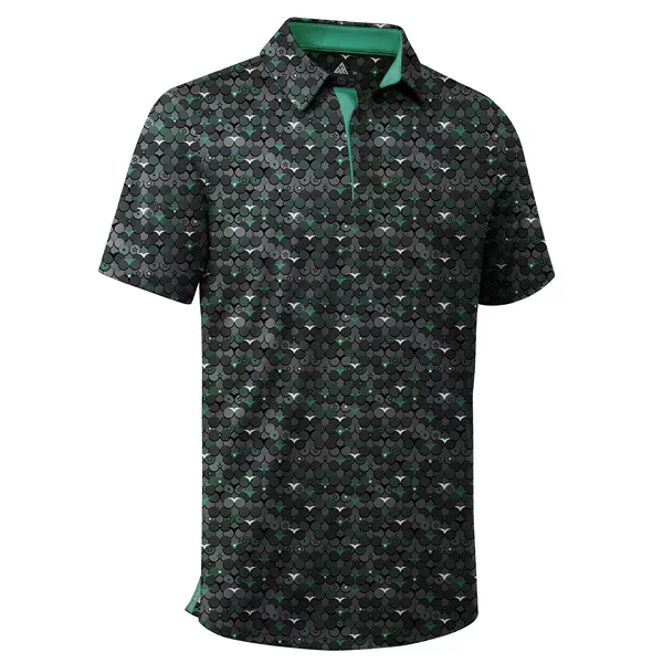 Men's Golf Short Sleeve Moisture Wicking Performance Printed Pattern Casual Collared Golf Polo Shirt for Men
