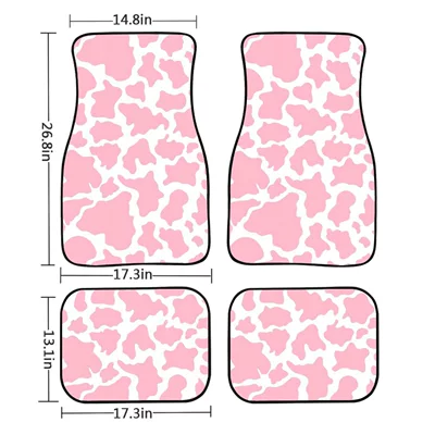 Car Main Driver Upper Layer Protective Floor Mat Cross-Border Pink Spot Cute Print Four-Piece Set of Universal Car Floor Mats (Universal Foot Pad) - pink