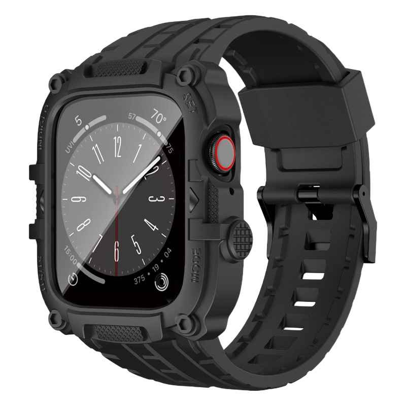 Aplicable Apple Watch Apple iwatch12345678SE generación TPU cáscara protectora + película templada Correa integrada