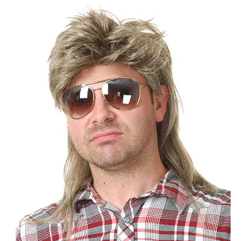 Amazon popular European and American men's wig 80s punk heavy metal shawl curly mullet wig