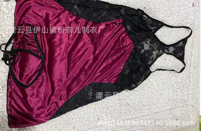 Suministro de comercio exterior nuevo sexy Europa y América sexy correa de encaje volver translúcido camisón ventas directas de la fábrica