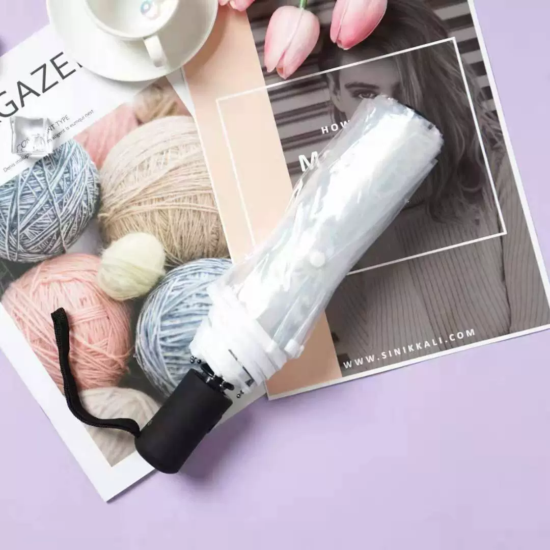 Зонтик прозрачный женский складной автоматический зонтик