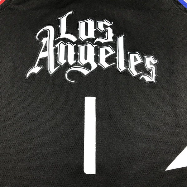 Клинпперс 1 Черное объявление баскетбольной формы CLIPPERS №1 Заявление баскетбурс Jerseys