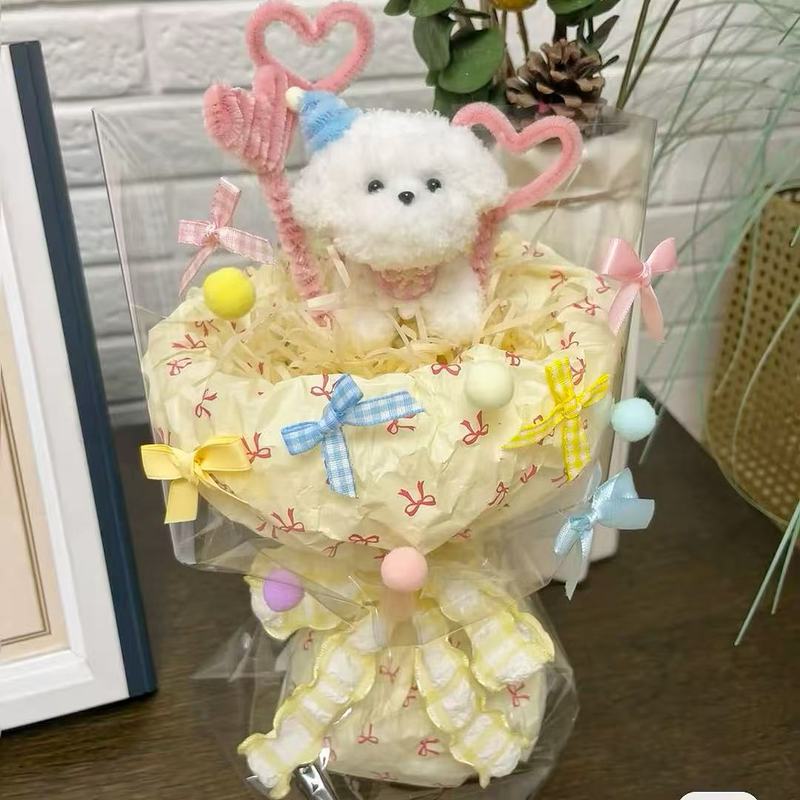 情人节成品扭扭棒小狗玩偶花束创意可爱生日礼物送女友闺蜜伴手礼|undefined